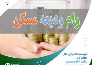 رشد ۱۶۸ درصدی پرداخت تسهیلات ودیعه مسکن در موسسه اعتباری ملل