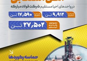 ثبت رکورد تولید روزانه آهن اسفنجی در واحدهای احیا مستقیم فولاد مبارکه