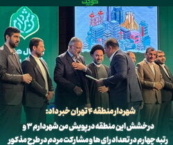 رتبه چهارم شهرداری منطقه ۴ در پویش «من شهردارم ۳»