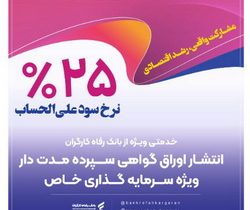 انتشار اوراق گواهی سپرده خاص از سوی بانک رفاه کارگران تداوم دارد