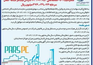 مجمع عمومی عادی سالیانه شرکت پتروشیمی پارس (سهامی عام) به تعویق افتاد