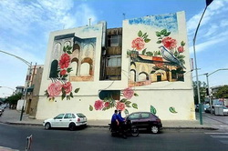 ۴۵۰ مترمربع طرح هنری بر دیواره محله ستارخان نقش بست