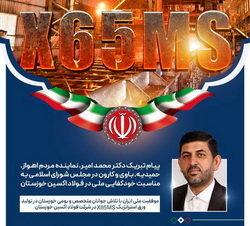 پیام تبریک دکتر محمد امیر، نماینده مردم اهواز در مجلس به مناسبت خودکفایی ملی در فولاد اکسین خوزستان  