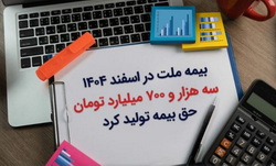 «بیمه ملت» در اسفند ۱۴۰۴، سه هزار و ۷۰۰ میلیارد تومان حق بیمه تولید کرد