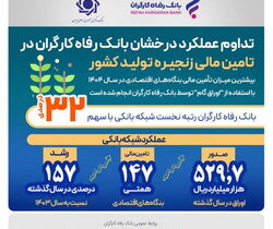 عملکرد درخشان بانک رفاه کارگران در تامین مالی زنجیره تولید کشور