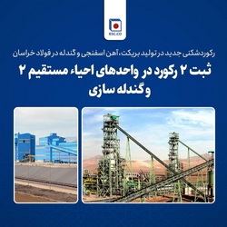 رکوردشکنی جدید در تولید بریکت، آهن اسفنجی و گندله در فولاد خراسان