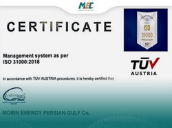 تمدید اعتبار گواهینامه بینالمللی ISO 31000 در «شرکت مبین انرژی خلیج فارس»
